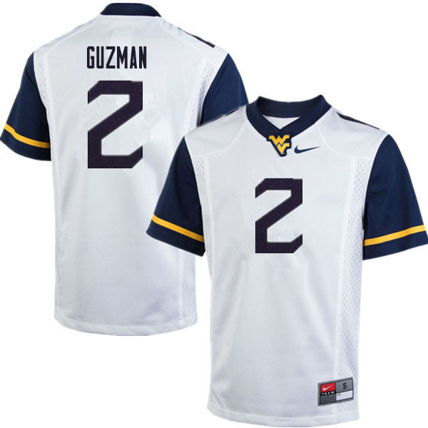 NCAA Men's Noah Guzman West Virginia Mountaineers White #2 Nike Stitched Football College 2020 Authentic Jersey UO23B52CM